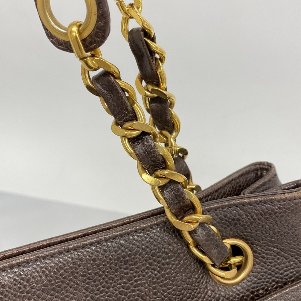 CHANEL Shoulder Bag Chain Caviar Skin Brown - Picture 9 of 16